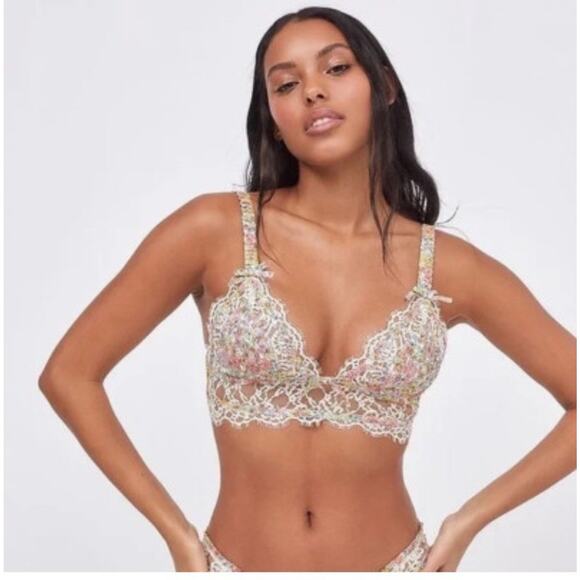 For Love & Lemons Other - For Love And Lemons Esme Triangle Bralette Floral Lace Multicolor Size Small Bra